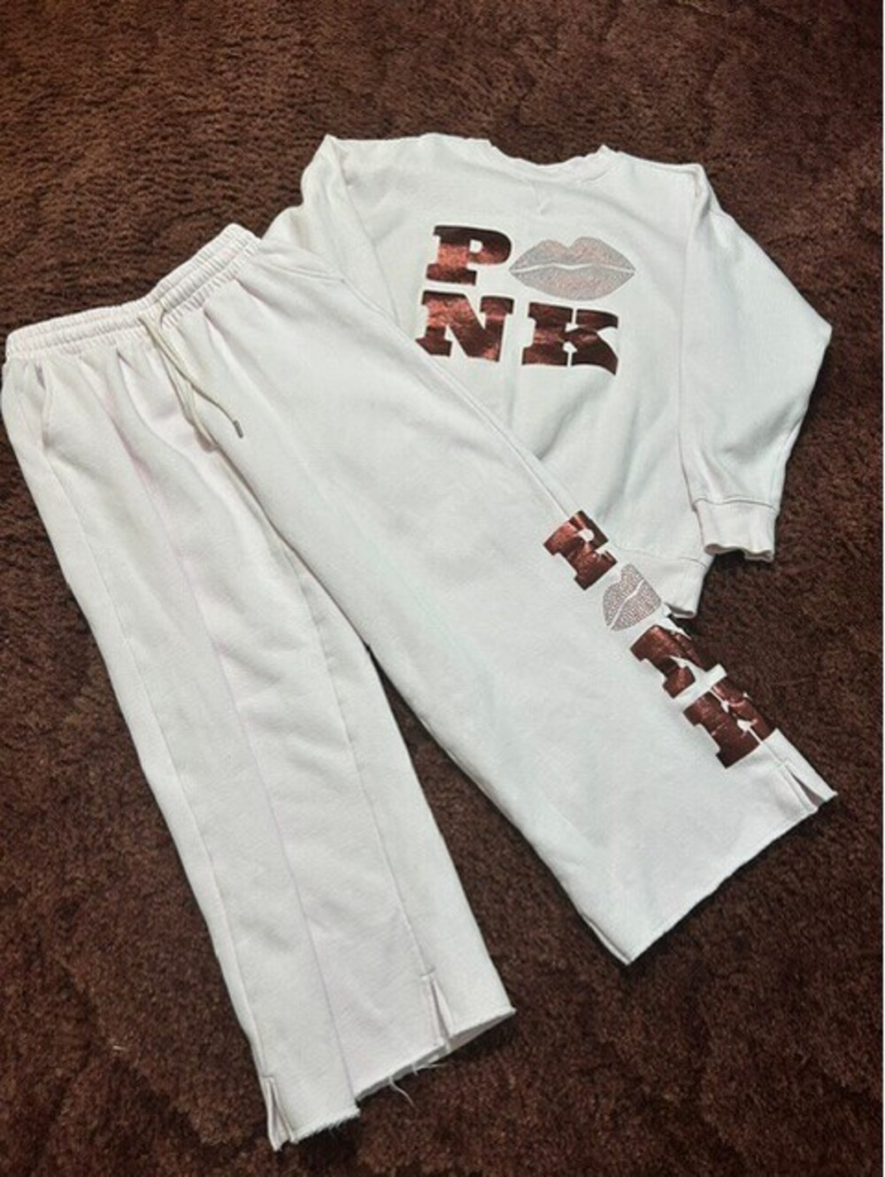 Victorias Secret Pink sweatshirt and capris with bling